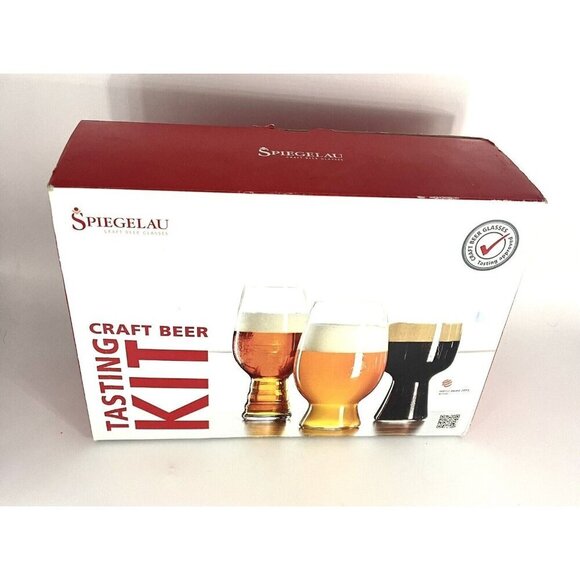 NIB Spiegelau Craft Beer Glasses Tasting Kit Set of 3 IPA Stout Crystal Barware - Picture 1 of 10